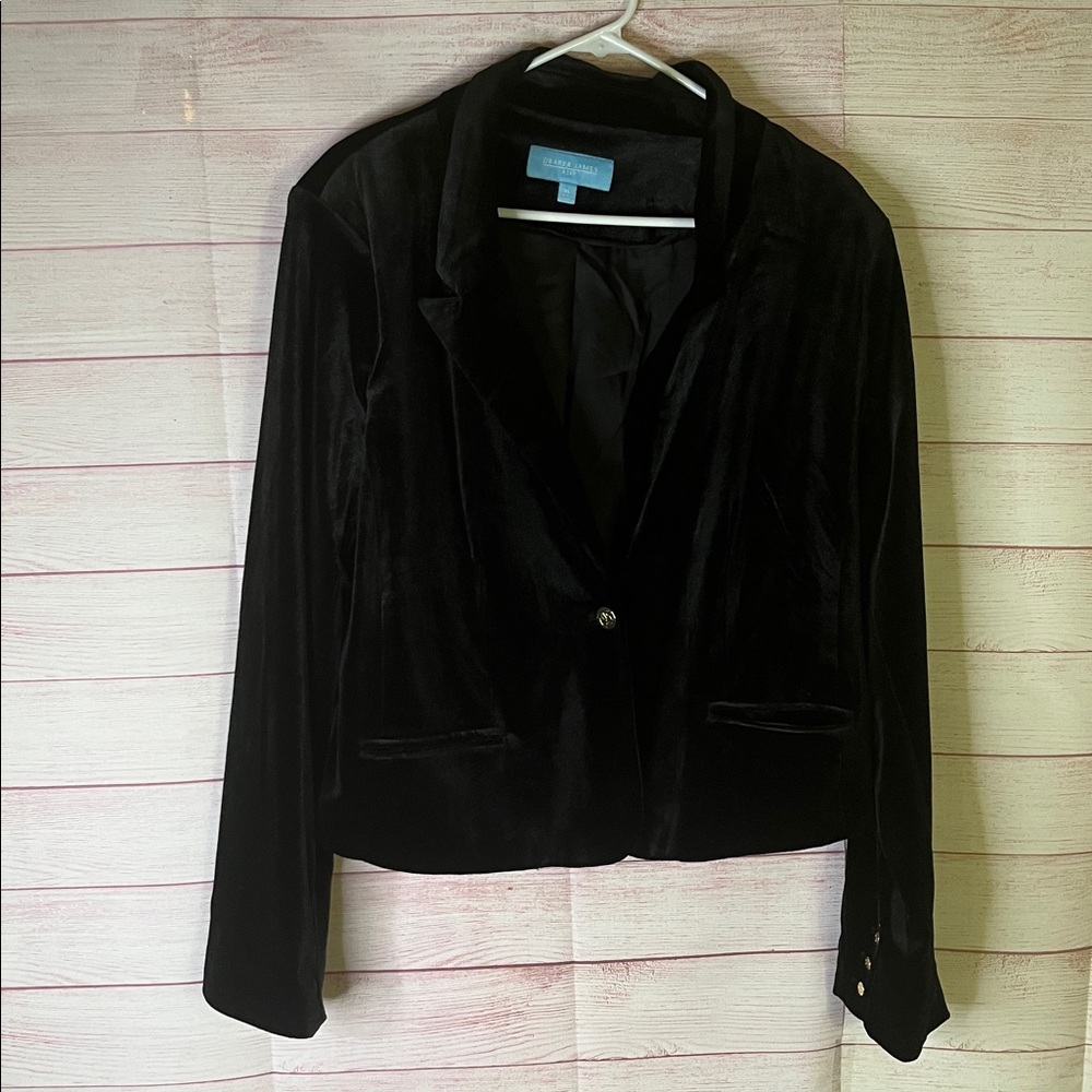 Draper James Black Velvet One Button Jacket Blazer XL